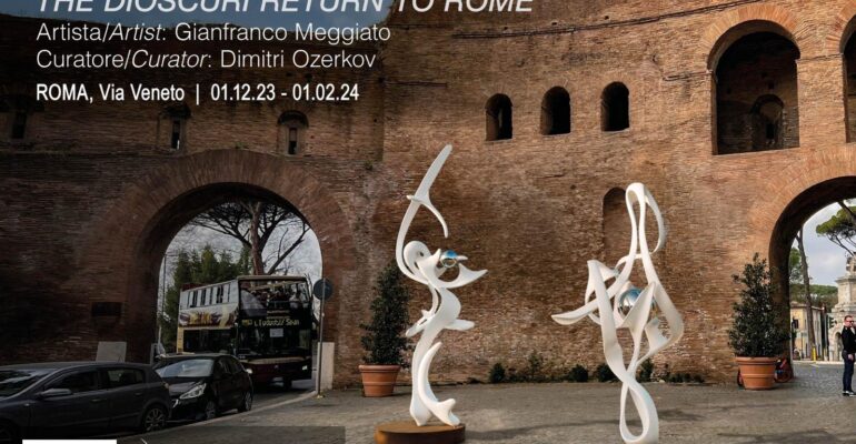 I Dioscuri tornano a Roma: in via Veneto e Porta Pinciana undici sculture dell’artista Meggiato ripropongono il Mito di Castore e Polluce
